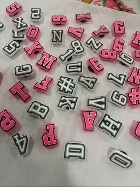 Pink Alphabet Letters Name Croc Compatible Shoe Charms